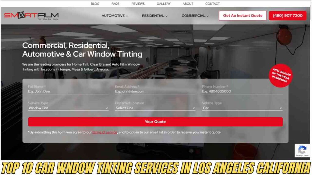 Top 10 Car Window Tinting Services in Los Angeles California