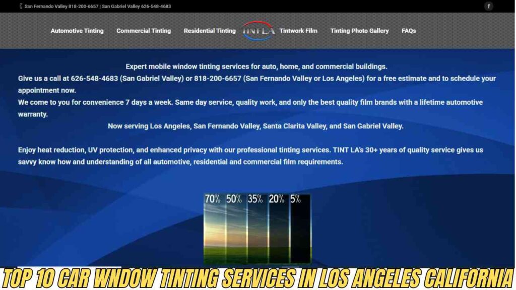 Top 10 Car Window Tinting Services in Los Angeles California
