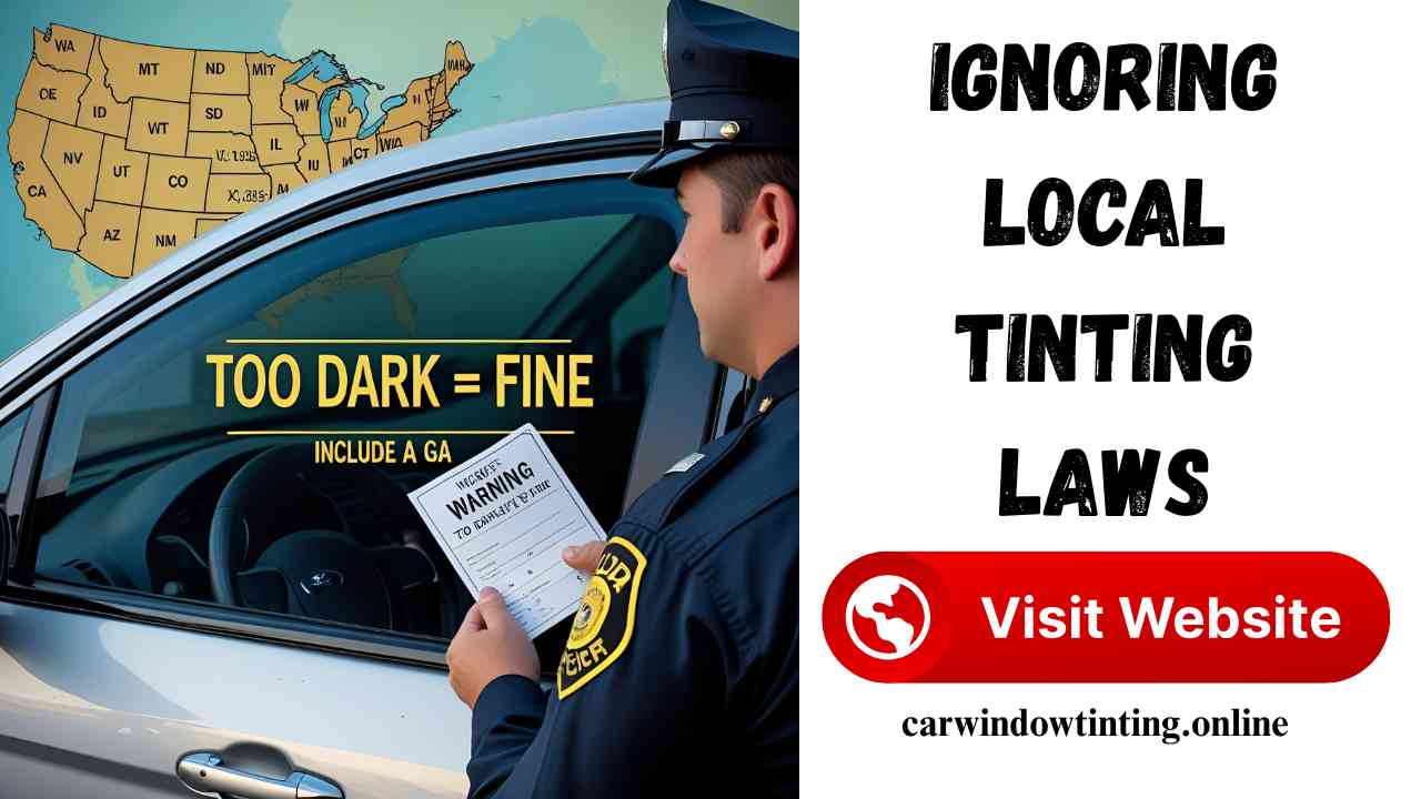 Ignoring Local Tinting Laws
US car window tint law chart showing state-by-state VLT limitsIllustration of window tint legality and darkness restrictions across different statesGraphic showing car window tint compliance issues and penalties in various US states